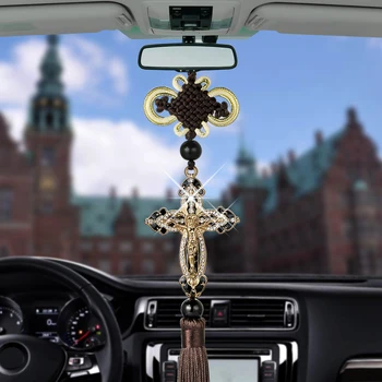 Avto Obeski Auto Dekoracijo Jezus Figur Križ Visi Avtomobile Vzvratno Ogledalo Christian Vzmetenje Dekor Dodatki