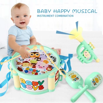 Baby Soft Glasbene Igrače Otroci Veselo Pat Boben Instrument 4pcs Jazza Boben Določa Izobraževanje Otrok Glasbe Razsvetljenje Tolkala