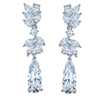 Bettyue blagovne Znamke Tri Barve Priljubljen Luksuzni Simetrični Kristalno Cirkon Nov Modni Dolgo Eleganten nakit Uhani za ženske