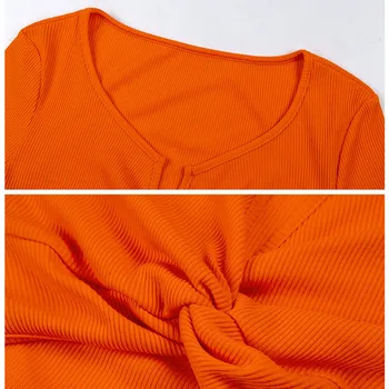 BOOFEENAA Seksi Neon Zelena Oranžna Rebrasto Pletenega izrežemo Kratek Rokav Bodycon Mini Obleka Ženske Obleke 2019 Poletje C83-AZ08