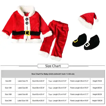 Božični Kostum Dojenček Fant Obleke Komplet za Malčke Otroški Kostum za Santa Claus Dolg Rokav Vrhovi+Hlače+Klobuk+Socking Visoke Kakovosti 4PCS