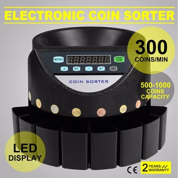 Brezplačna dostava Euro Kovanec Števec 300 Kovancev na Minuto Avtomatsko Kovanec Razvrstilnik Presence Banka Kovanec Števec z LED Display-em