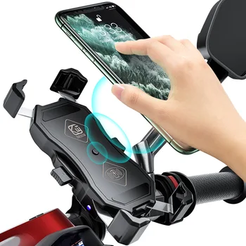 Brezžični Polnilnik, motorno kolo, Držalo za Telefon za iphone 11 Pro XR Samsung Universal Mobile Podporo S Hitro Polnjenje Telefona Imetnika