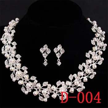 CC poročni nakit Za Ženske Poročne Pearl & Kristalno Ogrlico, Uhane Določa Lep Cvet Oblika Modela, Razkošen Modni D004