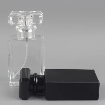 Debelo Črno in Jasno 30ML Kvadratnih Ravnega Stekla Parfum Spray Nanašanje Kozmetičnih izdelkov Prenosni Prazno Steklenico 50PCS/VELIKO