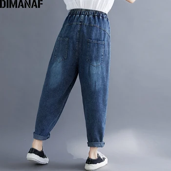 DIMANAF Plus Velikost Ženske Jeans Hlače Letnik Lady Dolge Hlače Svoboden Traper Hlače Ženske Hlače Pantalones Trdna Oversize Oblačila