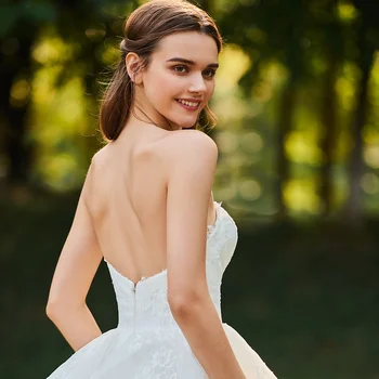 Dressv slonovine poročno obleko ljubica vratu ruffles čipke poročne brez rokavov fo po meri backless žogo obleke poročne obleke