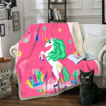 Dvojno debelo odejo Risanka Samorog serije Odejo 3d digital print odejo na posteljo, Kavč, Pozimi Super Toplo Prijetno Vrgel Odeje