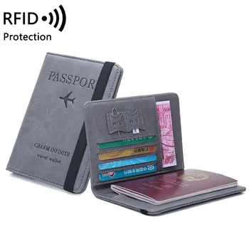 Elastični trak RFID Poslovnih Potni list, Krije Imetnik Multi-Funkcijo ID Banka Kartico Ženske Moški PU Usnje Denarnice Potovalni Pripomočki