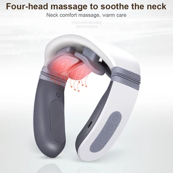 Električni Vratu Massager 3D 4 Glave USB Magnetnih Impulzov, Brezžični Materničnega Vratu Massager Polnilna 5 Masaža Načini 12 Prestav