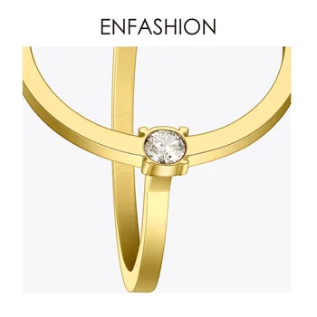 ENFASHION Crystal Pearl Geometrijske Obroč Zlata Barva Nerjavnega Jekla Srčkan Krog Prst Obroči Za Ženske, Pribor, Nakit RB4009