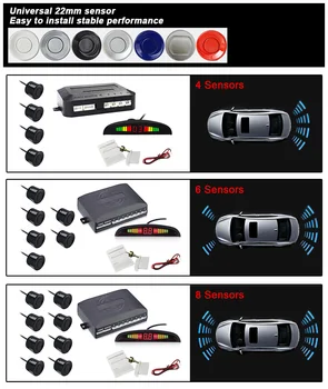Eunavi 1set Auto Parktronic Led Parkirni Senzor Komplet 4 6 8 Senzorji Za Vse Avtomobile Povratne Pomoči Backup Radarski Zaslon Sistem