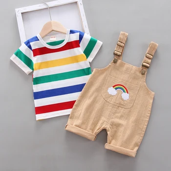 Fantje oblačila določa poletje malčka modni t-majice+kombinezon 2pcs trenirke za baby dekleta dojenčkov nevtralno oblačila obleke 2020