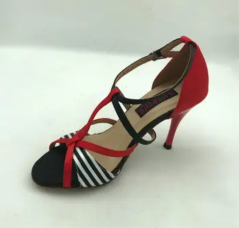 Fashional strokovno ženska latinsko plesne čevlje dvorana salsa tango čevlji poročni & party čevlji rdeči saten 6232B-BRS