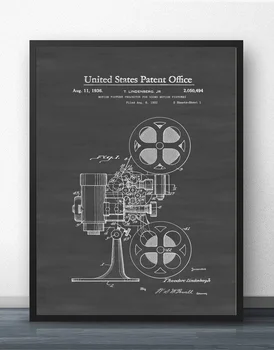 Filmski Projektor Patent 1936 Načrt Wall Art Barve Stenski Dekor Platno Natisne Platno Umetnost Plakata Olje Slike Brez Okvirja