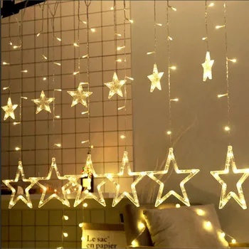 Garland na oknu 2.5 M LED Luna Star pravljice luči led zavese Luči Božič Garland Niz Luči Lučka garland zavese