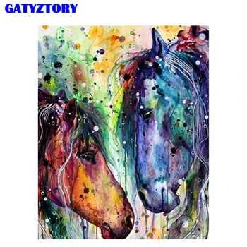 GATYZTORY Okvir Živali Konj Celoten Sklop DIY Digitalni Barve Z Številkami Olje, Barvanje Z Številkami Akril Wall Art Za Dekoracijo Doma