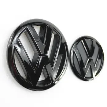 Gloss Black 145mm Spredaj Žar Avto Logotip + 110mm Zadaj Prtljažnik, Pokrov Značko Zamenjava Simbol za VW Volkswagen Tiguan 2009-