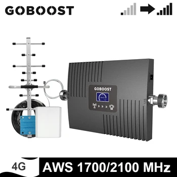 GOBOOST Mobilnem Ojačevalnik 4G AWS 1700 2100 MHz Single Band Repetitorja B4 Signal Z Booster Antena 10M Koaksialni Kabel Set