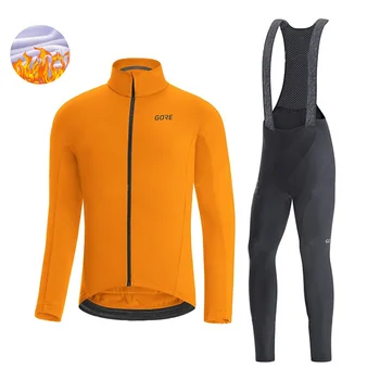 Gore, kolesarjenje jakna moški zimski flis jakno in bib hlače pro cikel uniforme cestno kolo nastavite MTB ropa de ciclismo par hombre