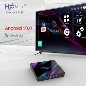 H96 Max-3318 Android TV Box 10.0 4 GB, 64 GB Quad-Core 64bit 1080P H. 265 4K Google Play Store Youtube, Netflix Smart TV box Media