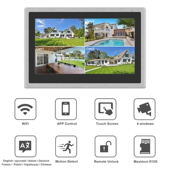 HomeFong IP Video Vrata, Telefon, WiFi 10 palčni Zaslon na Dotik Monitor Podporo Pametni Telefon Real-Time Control Home Video Interkom Sistem