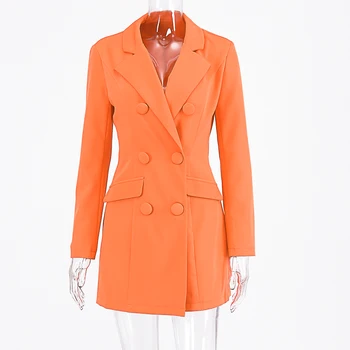Hugcitar 2019 dolg rokav slim jopič obleko jeseni, pozimi ženske modni pure orange ulične opreme vetroloma