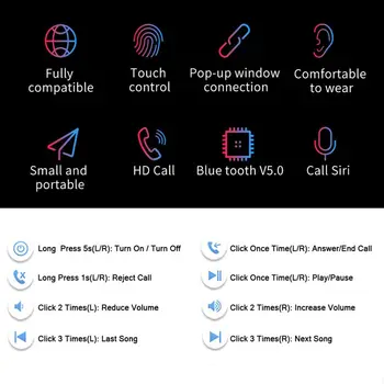 I18 TWS Brezžične Slušalke Bluetooth Slušalke Nevidno Čepkov za Pametni Telefon xiamoi PK i11 i12 i13 i15 i7s i20 i60 i30