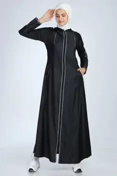 Islamske ženske dolgo priložnostne obleko za tanke visoke kakovosti denim tkanine turški abaya poletje z žepi in zadrgo