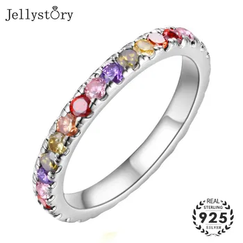 Jellystory moda srebro 925 nakit prstan z topaz ruby ametist dragih kamnov, obroči za ženske svate wholesales velikost 6-9