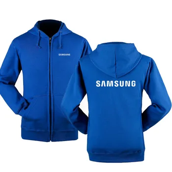 Jeseni, pozimi logotip Samsung zadrgo sweatshirts Natisnjeni Moških fleecel Hooded jakna s Kapuco Zadrgo Kapuco