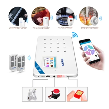 KERUI Home Security Alarmni Sistem W18 GSM WIFI Povezavo Mobilne APLIKACIJE, ki Prejemajo Barvni Zaslon Brezžična Varnost Protivlomni Alarm Kit