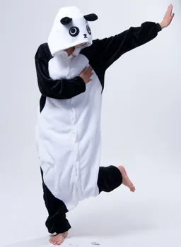 Kigurumi panda dolgimi rokavi, kapuco onesie moški ženske flanela toplo panda pajama Celotno onepiece odraslo žival pižamo kegurumi onsie