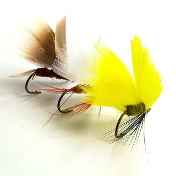 KKWEZVA 18pcs Fishing Lure Maslo letenje Žuželke različne barve Lososa Muhe Postrvi Eno Suho Letenje Ribolov Vab Ribištvu Tackle
