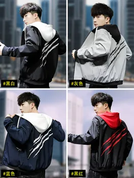 Korejski Moške Pomlad Jesen Plašč Hooded Suknjič Plus Velikost Oblačila Mens Jopiči in Coats Moda S19166-5 KJ5767