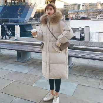 Korejski Parka Zimska Jakna Ženske Bombaž, Oblazinjeni Suknjič Outwear Ženski Prevelik Ženske Navzdol Bombažno Jakno Debel Toplo Dolgo Parkas
