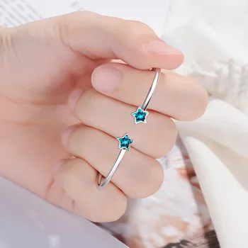 Korejski Slog Ustvarjalne Lep Modni 925 Sterling Srebrni Nakit Bangles Sinje Pet Opozoril Blue Star Kristalno Zapestnice SB123