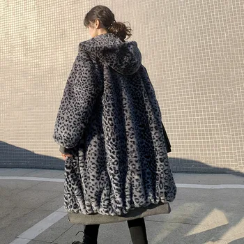 Krzno & Specializiranimi za umetno Krzno Vrhnja oblačila Dvojno stranicami Kašmir Ženske Fur Coat 2021 Pozimi Toplo Hooded Priložnostne Visoko kakovostne Ženske Krzno Plašč JK245