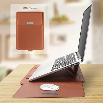 Laptop Torba PU Usnje Rokav Primeru Za Macbook Air 13 Pro 15 16 Notebook Stand Vrečko Za leto 2020 Macbook Air 11 13.3 15.4-palčni pokrov