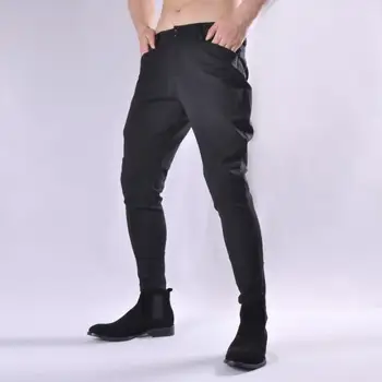 Lase stilist črnim svinčnikom hlače Moški slim hlače korejski osebnosti, priložnostne majhne harem hlače moški elastični stožčasti hlače trend