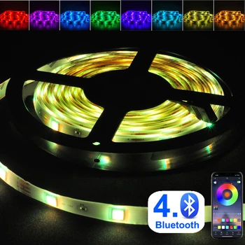 LED Trak Svetlobe Bluetooth luces Led 5050 RGB Nepremočljiva Prilagodljiv Žarnico, Trak Trak Z Diod Trak Travnik dekoracijo sobe 10M