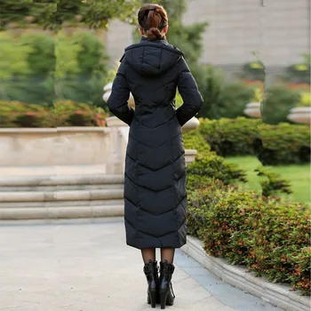 Leiouna Dolgo Slim Plus Velikost Črne Debele Parka Visoke Kakovosti Ženski Plašč Outwear Kapuco Pozimi Toplo Ženska Moda Coats Ženske