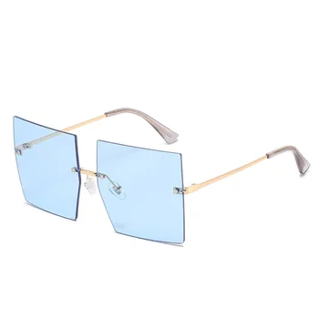 Luksuzne blagovne Znamke 90 Rimless sončna Očala Ženske Oversize Odtenkih Za Ženske Kovinskim Okvirjem Kvadratnih sončna Očala za Ženski Trend oculos UV400