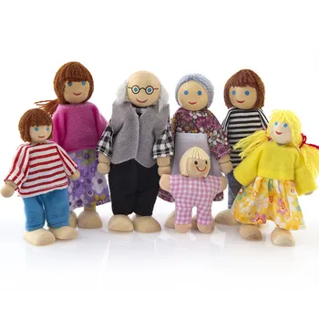 Lutka Leseno Pohištvo Lutke Hiša Družine Miniaturni 7 Ljudi Lutka Igrača Za Otrok Otroka #40