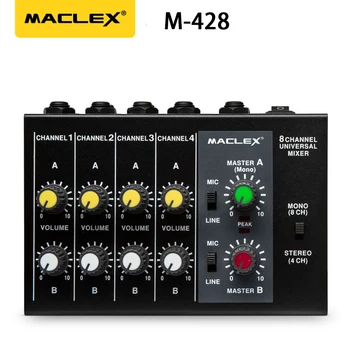 Maclex M428 Ultra-kompakten, z Nizkim Šumom, 8 Kanalov, Kovinski Mono / Stereo Audio Zvočni Mešalnik z Močjo Kabel brezplačna dostava