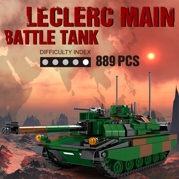 Mesto Ustvarjalec Vojaške Leclerc Glavni Bojni Tank Model gradniki WW2 Tehnične Orožje Avto Vojak Opeke Igrače Za Otroke