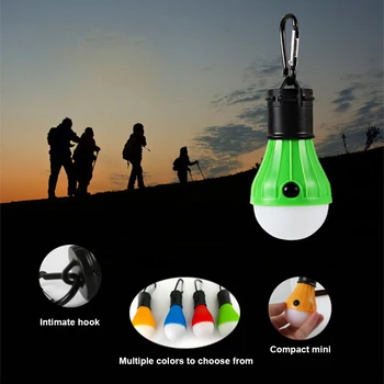 Mini Prenosni Luč Šotor Luči LED Žarnice Zasilne Svetilke Vodotesne Visi Kavelj Svetilka Za Kampiranje 4 Barve, Uporaba 3*AAA
