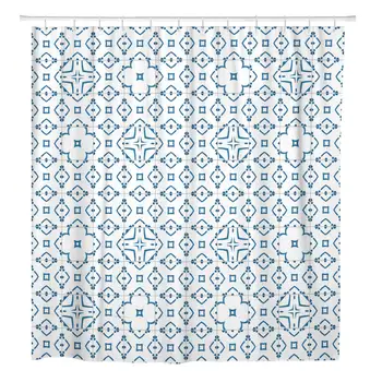 Modra Maroški v Tradicionalnih, Kot so portugalska Ploščice Vzorec Abstraktna Tuš Zavesa Nepremočljiva 72 x 72 Cm, Komplet z Kljuke