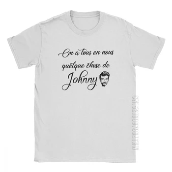 Moške Johnny Hallyday T-Shirt Rock francoski Pevec Elvis Presley O Vratu Kratek Rokav Vrhovi Bombaž Tees Oversize Majica s kratkimi rokavi