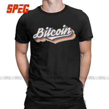 Moški Bitcoin Retro Crypto Valuti Majica Bombaž Oblačil Vintage Kratek Rokav Crewneck Tees Za Odrasle T-Majice